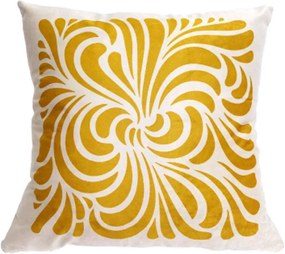 Capa de Almofada de Veludo Lotus Tons Amarelo 44x44cm - Ondas - Com Enchimento