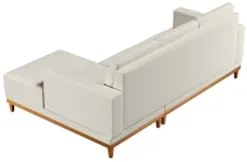 Sofá Living 200cm 3 Lugares Com Chaise Direito Kayrós D05 Linho Cru -