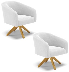 Poltrona Decorativa Giratória MA30 Kit 2 Stella Bouclê Off White D03 - D'Rossi