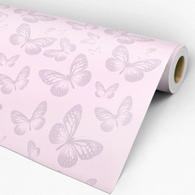 Papel de parede adesivo casual borboleta rosa
