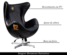 Kit 2 Poltronas Decorativas Egg Chair Lotus nº 12 Preta G53 - Gran Belo