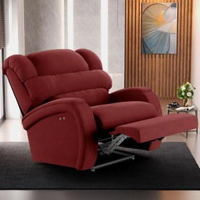 Poltrona do Papai Reclinável Napoli Power Touch Massagem Veludo FH1 - D'Rossi - Vermelho