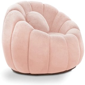 Poltrona Decorativa Orgânica Giratória Cloud Bouclê Rosê E03 - D'Rossi