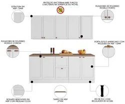 Armário de Cozinha Modulado 4 Peças Com Tampo CJ5 Duna P09 Branco - Mp