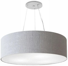 Lustre Pendente Cilíndrico Md-4381 Cúpula em Tecido 100x30cm Rustico Cinza - Bivolt