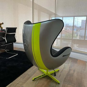 Poltrona Decorativa Egg Chair Mercedes AMG Cinza/Verde G53 - Gran Belo