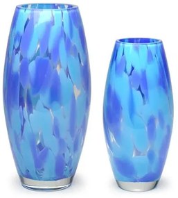 Par de Vasos Oliva G e P Multicor Azul e Água Marinha Murano Cristais Cadoro