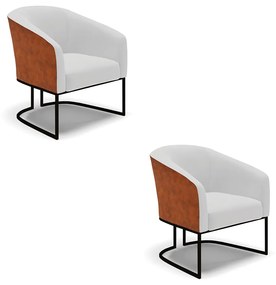 Poltrona Decorativa Industrial Preto Kit 2 Stella Nozes/Linho Cinza D03 - D'Rossi