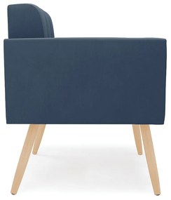 Poltrona Elisa Suede Azul Marinho Pés Palito Natural - D'Rossi