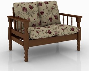 Conjunto de Estofados de Madeira Maciça com 3, 2 e 1 Lugares com 1 Mesa de Centro e 1 Mesa de Canto Belini