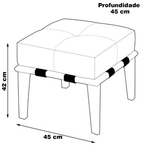 Puff Decorativo 45cm Martínez Veludo Pés Madeira Rosa/Mel G62 - Gran Belo