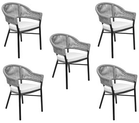 Kit 5 Cadeiras Área Externa de Alumínio Bear com Corda Naútica Preto/Grafite G56 - Gran Belo