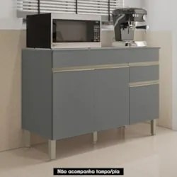 Balcão Gabinete para Pia sem Tampo 120cm Lina K02 Gris - Mpozenato