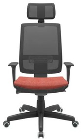 Cadeira Office Brizza Tela Preta Com Encosto Assento Concept Rose Autocompensador Base Standard 126cm - 63332 Sun House