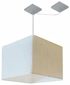 Lustre Pendente Quadrado Com Desvio Linho Bege MJ-4269 Para Mesa de Jantar e Estar
