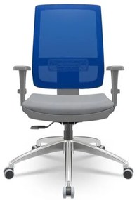Cadeira Brizza Diretor Grafite Tela Azul Assento Vinil Cinza Base RelaxPlax Alumínio - 65953 Sun House