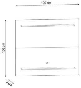 Painel para TV Suspenso 50 Pol 120cm 2 Prateleiras Mercy M12 - Preto