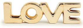 Enfeite Palavra Decorativa "Love" em Cerâmica Dourado 5,5x21 cm - D'Rossi