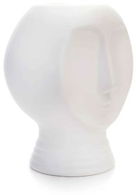 Vaso Decorativo Rosto em Cerâmica Branco 18x14 cm - D'Rossi