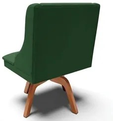 Kit 6 Cadeiras Estofadas Base Giratória de Madeira Lia Veludo Verde Es
