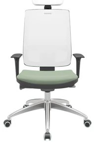 Cadeira Office Brizza Tela Branca Com Encosto Assento Vinil Verde Autocompensador 126cm - 63282 Sun House