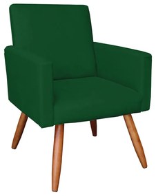 Kit 02 Poltronas com 01 Puff Larissa Suede Pés Palito Castanho D'Rossi - Verde