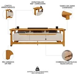 Rack Para Sala Bancada de TV 75 Pol Pés Madeira Valenza D04 Cedro/Bali