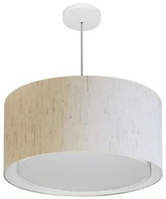 Lustre Pendente Cilíndrico Duplo Md-4295 Cúpula em Tecido 50x30cm Linho Bege - Bivolt