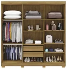 Guarda Roupa Casal 218cm Com Espelho Bolty Nature/Alasca V02 - Mpozena