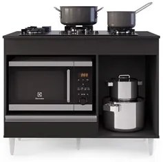 Balcão Multiuso para Cooktop 4 Bocas Georgia Preto - Lumil Móveis