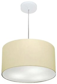 Lustre Pendente Cilíndrico Md-4244 Cúpula em Tecido 40x25cm Algodão Crú - Bivolt
