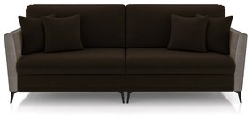 Sofá Living Decorativo Zagreb 2 Lugares 202cm com Almofadas Pés de Ferro Veludo/PU Marrom/cinza G33 - Gran Belo