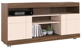 Rack para Sala Bancada de TV 47 Pol 136cm Ariele C04 - D'Rossi - Nogueira Real e Off White