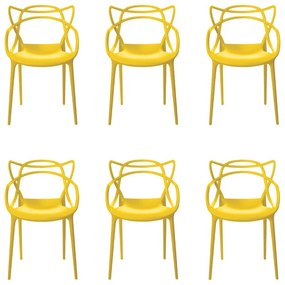 Kit 6 Cadeiras Decorativas Sala e Cozinha Feliti (PP) Amarela G56 - Gran Belo