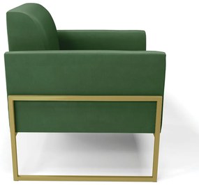 Kit 2 Poltronas Base Industrial Alta Dourado Marisa Suede Verde D03 - D'Rossi