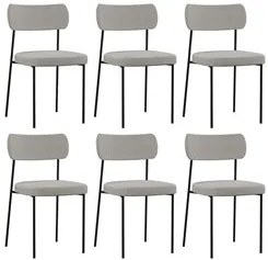 Kit 6 Cadeiras Estofadas Milli Linho F02 Cinza - Mpozenato