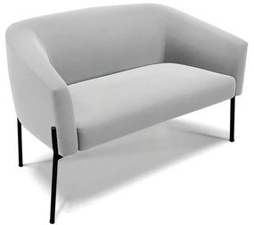 Sofá 2 Lugares Namoradeira Pé de Ferro Preto Stella Suede D03 - D'Rossi - Cinza