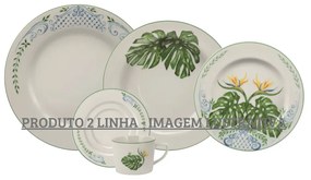 Aparelho Para Jantar E Chá Porcelana Schmidt 30 Peças - Dec. Tropical 2º Linha