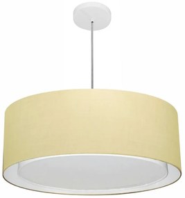 Lustre Pendente Cilíndrico Duplo Vivare Md-4297 Cúpula em Tecido 60x25cm - Bivolt