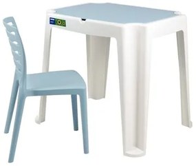 Conjunto Infantil de Mesa e Cadeira Tramontina Beni Azul em Polipropileno com Quadro de Atividades