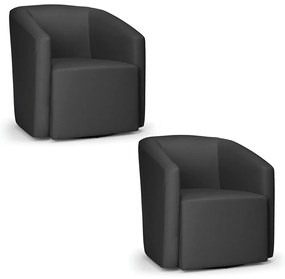 Poltrona Decorativa Base Giratória Kit 2 Stella Max Sintético D03 - D'Rossi - Preto