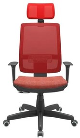 Cadeira Office Brizza Tela Vermelha Com Encosto Assento Concept Rose RelaxPlax Base Standard 126cm - 63633 Sun House
