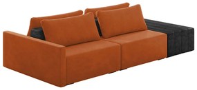 Sofá Ilha 2 Lugares Living 232cm Modulado Sala Lary Veludo Terracota/PU Pto K01 - D'Rossi