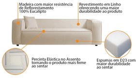 Sofá 2 Lugares 160cm Orgânico Luxo Recepção Cecília Linho - ADJ Decor