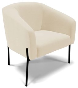 Poltrona Decorativa Pé de Ferro Preto Stella Linho Bege D03 - D'Rossi