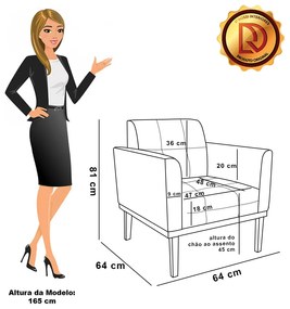 Poltrona Sala Base Madeira Fixa Castanho Elisa Bouclê Cinza D03 - D'Rossi