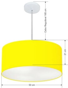 Pendente Cilíndrico Amarelo MJ-4049 Para Mesa de Jantar e Estar
