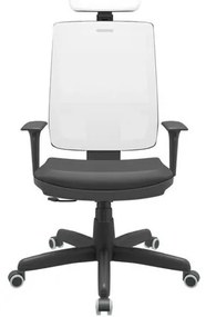 Cadeira Office Brizza Tela Branco Com Encosto Assento Vinil Preto RelaxPlax Base Standard 126cm - 63676 Sun House