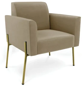 Poltrona Pé de Ferro Dourado Decorativa Marisa Suede D03 - D'Rossi - Marrom Rato