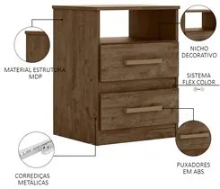 Mesa de Cabeceira Ares Flex M07 Castanho/Avelã/Baunilha - Mpozenato